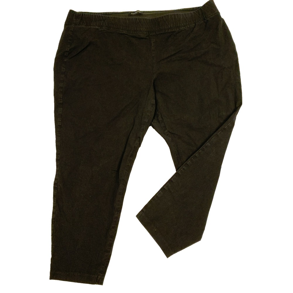 Talbots Womens Capri Pants 22W Plus Size Black Elastic Waist Cotton Stretch